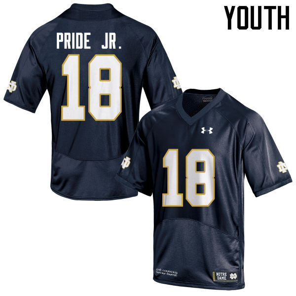 Youth #18 Troy Pride Jr. Notre Dame Fighting Irish College Football Jerseys-Navy Blue